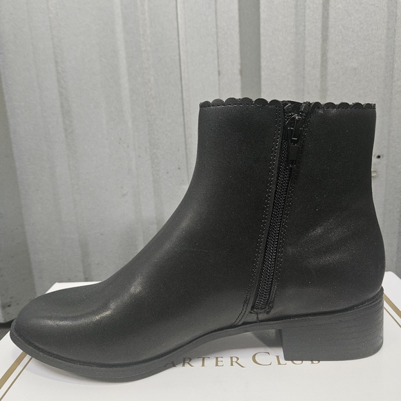 Charter Club Daxi Women's Black Scalloped Round Toe Block Heel Slip On Booties - Picture 5 of 8